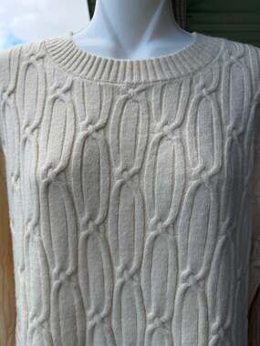 LaGracia NWT Cream Cable Knit Sweater Thick Mixed Stitch L Cozy Chic Fisherman